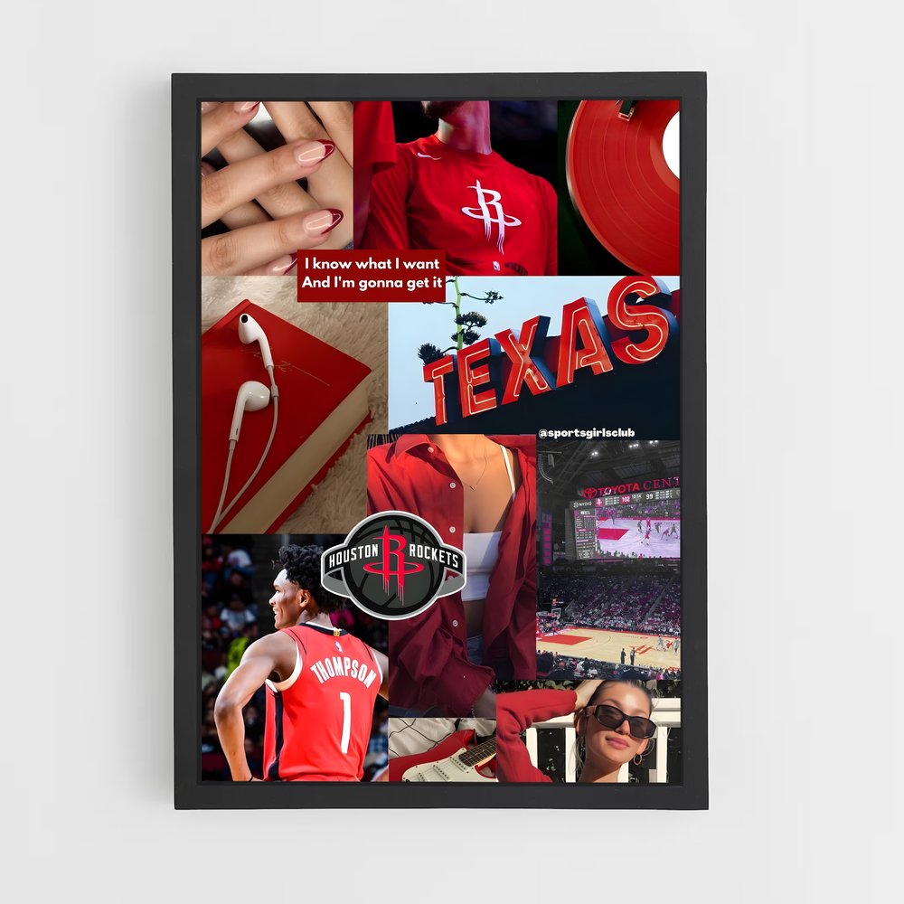 Poster Rockets en Rouge – affiche Basketball (vue 2)